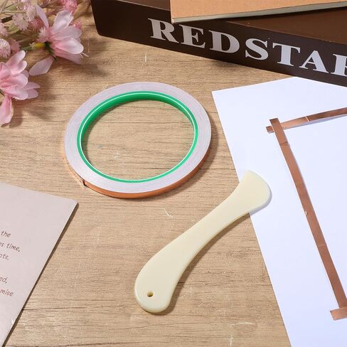 2 Rolls Copper Foil Tape for Stained Glass Soldering 0.24Inch x 65.6Ft Double Sided Conductive Copper Adhesive Strip for Paper Circuits DIY Home Décor in Saudi Arabia