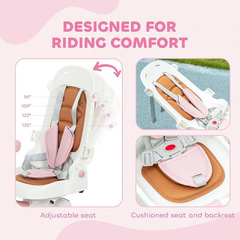 Qaba 7 in 1 Tricycle Stroller for Toddler 1-5 Years, Foldable Toddler Bike with Adjustable Push Handle, Rotatable Seat, Removable Canopy, Safety Harness, Double Brake, Footrest, Pink in Saudi Arabia