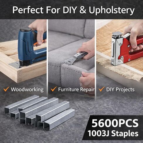 1003J دبابيس مجلفنة على شكل حرف U، 20 قياس 1/8 بوصة، عدد 5600 مع صندوق تخزين، متوافقة مع معظم البنادق الأساسية لأعمال النجارة والمفروشات والأعمال اليدوية in Kuwait