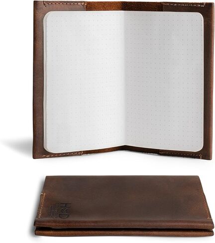 Hide & Drink, Pocket-Sized Memo Books Cover Compatible with Field Notes (3.5 x 5.5 in.) Journal Case with Card Slot, Refillable Travelers Notebook, Full Grain Leather, Handmade, Bourbon Brown in Kuwait