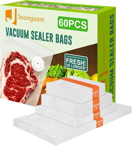 60PCS Vacuum Sealing Bags, Reusable Vacuum Sealer Bags for Food, BPA-Free Vacuum Zipper Bags, Sous Vide Bags for Food Storage (S, M, L, XL) in Saudi Arabia