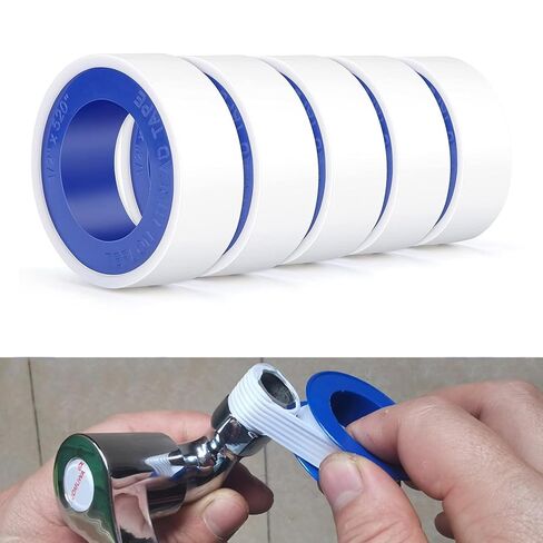 Teflon Plumbers Tape ، شريط ختم وسباكة الخيط ، ختم مانعة للتسرب من PTFE لرأس الدش ، أبيض 2 لفات 1/2 بوصة (W) × 520 بوصة (ل) in Kuwait