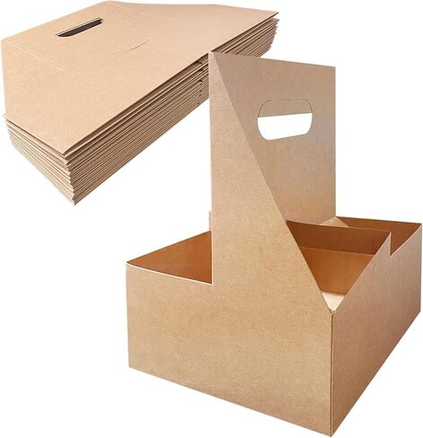 50 Pcs Coffee Drink Carrier with Handle( 4 Cups),Assemblable Drink Holder with Handle,Disposable Cup Holders for Drinks, Great for All Your Drink and Food Delivery,Coffee Carrier in Kuwait