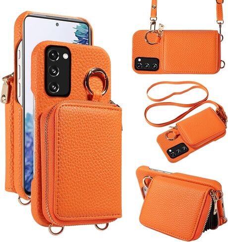 Wallet Case for Samsung Galaxy S25 Ultra 5G with Shoulder Strap Ring Buckle, Luxury PU Leather Zipper Flip Organ Purse, Credit Card Holder Stand Phone Cover for S25Ultra 25S S 25 25Ultra Black in Saudi Arabia