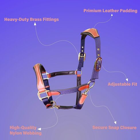 Leather Halter for Horses – Primium Leather Padded Nylon Halter, Adjustable Fit Leather Horse Halter with Brass Hardware for Ultimate Comfort & Style in Kuwait