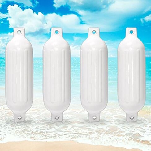 NEH Twin Eye Ribbed Boat Pontoon Fender 6.5" x 23" 4pcs Inflatable Vinyl Mooring Bumpers Guard Dock Docking - White in Saudi Arabia