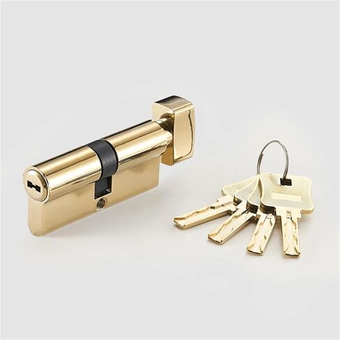 Cylinder Door Lock Barrel 75mm Brass Made 1Pcs(Gold-No Key) in Saudi Arabia
