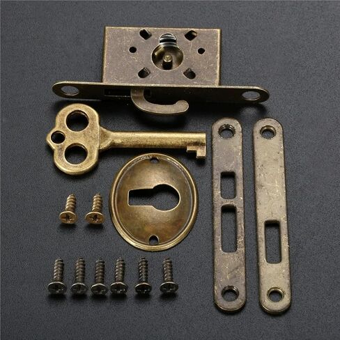 Wooden Lock with Key Furniture Buckle Latch Clasp Drawer Door Set Hardware 1Pcs in Saudi Arabia