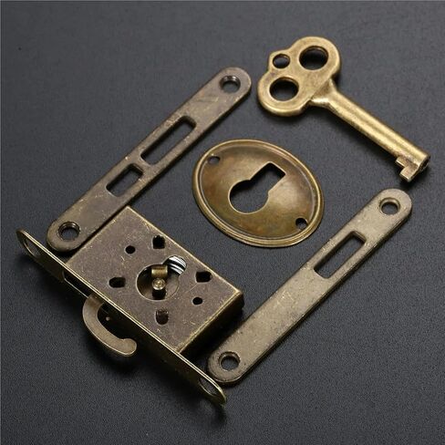 Wooden Lock with Key Furniture Buckle Latch Clasp Drawer Door Set Hardware 1Pcs in Saudi Arabia