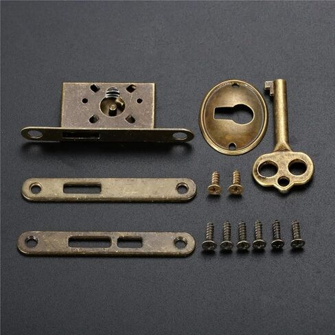 Wooden Lock with Key Furniture Buckle Latch Clasp Drawer Door Set Hardware 1Pcs in Saudi Arabia