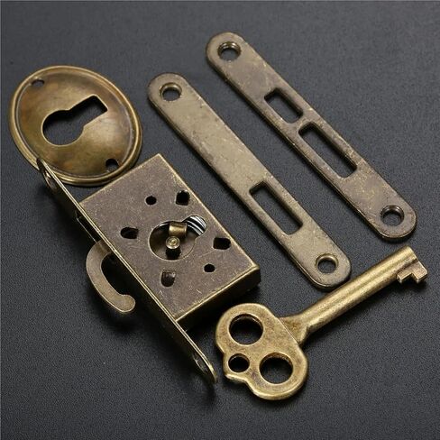Wooden Lock with Key Furniture Buckle Latch Clasp Drawer Door Set Hardware 1Pcs in Saudi Arabia