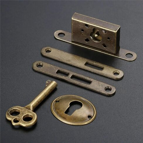 Wooden Lock with Key Furniture Buckle Latch Clasp Drawer Door Set Hardware 1Pcs in Saudi Arabia