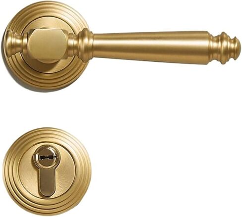 Brass Door Lock Set Black Interior Double Wood Lever Handle 1Pcs(QBCF) in Saudi Arabia