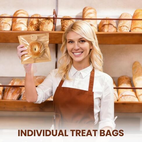 200 عبوة من أكياس الخبز القابلة للغلق بالحرارة مع نافذة، وأكياس الخبز المقاومة للدهون من ورق كرافت لتغليف البسكويت والدونات والمعجنات وغيرها من الهدايا (7.1 × 7.5 بوصة) in Kuwait
