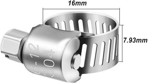 10pcs Stainless Steel Adjustable Hose Clamps 6-12mm - Worm Gear Pipe Clips for Automotive, Industrial, and Home Use in Saudi Arabia