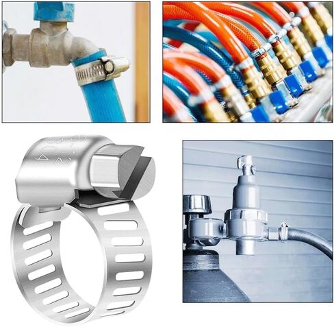 10pcs Stainless Steel Adjustable Hose Clamps 6-12mm - Worm Gear Pipe Clips for Automotive, Industrial, and Home Use in Saudi Arabia