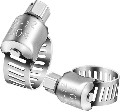 10pcs Stainless Steel Adjustable Hose Clamps 6-12mm - Worm Gear Pipe Clips for Automotive, Industrial, and Home Use in Saudi Arabia