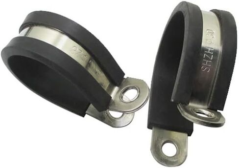 2pcs Adjustable Stainless Steel Hose Pipe Clamps - Rubber Lined P Clips for Secure Cable Mounting and Tube Brackets(10MM) in Saudi Arabia