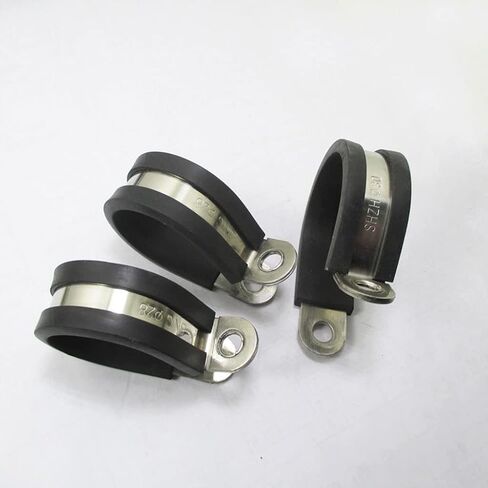 2pcs Adjustable Stainless Steel Hose Pipe Clamps - Rubber Lined P Clips for Secure Cable Mounting and Tube Brackets(10MM) in Saudi Arabia