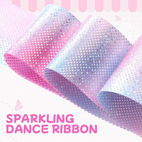 TIESOME 4 Pcs Gymnastic Ribbon, 78.7 Inch Sparkling Gymnastics Dance Ribbons, Twirling Dance Ribbons Baton for Artistic Dancing, Training, Party Favors in Kuwait