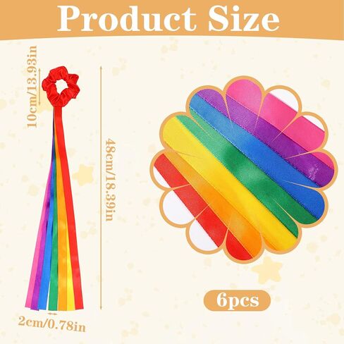 6Pack Rainbow Dance Wrist Ribbons Set, Rhythmic Gymnastics Wrist Ribbons for Dance, Rhythmic Gymnastics, Performance in Saudi Arabia