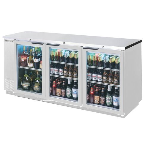 Beverage-Air BB72HC-1-FG-S-27 ثلاجة بشريط خلفي مقاس 72 بوصة - ستانلس ستيل - باب زجاجي - تصنيف الطعام - سطح SS مقاس 2 بوصة in Saudi Arabia