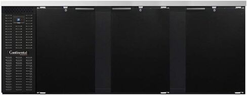 Continental Refrigerator BBC90 Three Section Refrigerated Back Bar Cooler, 90" W x 34-3/4"H, Black Exterior in Kuwait