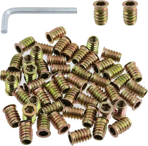 50 Pcs 5/16"-18-20mm Threaded Bolt Fastener Connector Inserts Hex Socket Drive Screw Assortment Nut Inserts Hardware with Hex for Home Wood Furniture in Saudi Arabia