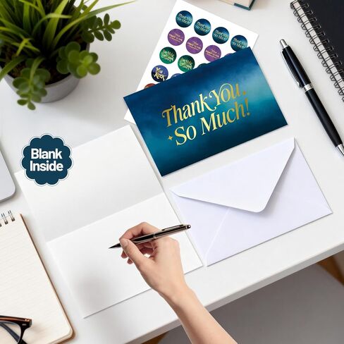 24 Pack Graduation Thank You Cards 2025 with Envelopes and Stickers, 4" x 6" Thick and Blank Grad Thank You Cards Notes for High School College, 6 Elegant Designs in Kuwait