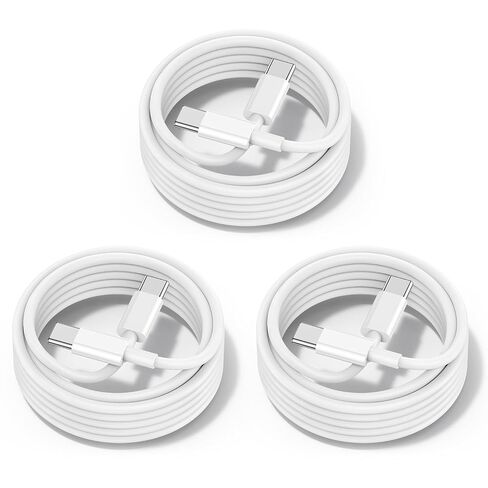 60W USB C to USB C Cable [3Pack] iPhone 17 16 15 Fast Charging Cable,6ft Long USB-C to USBC Power Cord for iPhone 17 Air/16/15 Pro Plus Pro Max,MacBook Pro Air/iPad Pro 12.9/11,AirPods 4(White) in Saudi Arabia