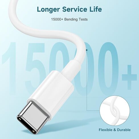 60W USB C to USB C Cable [3Pack] iPhone 17 16 15 Fast Charging Cable,6ft Long USB-C to USBC Power Cord for iPhone 17 Air/16/15 Pro Plus Pro Max,MacBook Pro Air/iPad Pro 12.9/11,AirPods 4(White) in Saudi Arabia