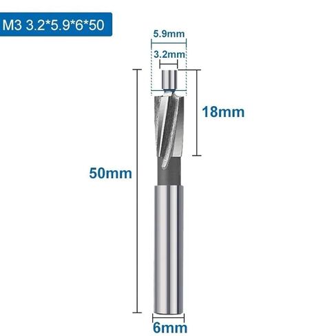 4 الناي كونتربور M3-M16 أداة الشق غاطسة حفرة 1 قطعة (3.2x5.9x6x50) in Kuwait