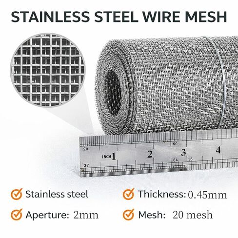 304 Stainless Steel Woven Wire Mesh, 10 Mesh Metal Screen (23.5" × 10 ft) in Kuwait