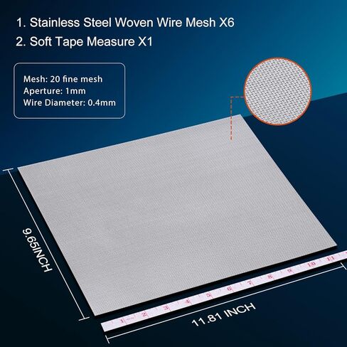 6 Pack Wire Mesh, ARRITZ 20 Mesh 304 Stainless Steel Mesh, 9.6"×11.8" in Kuwait