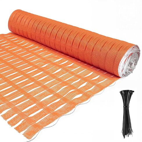 Orange Safety Fence, 4'x100' Snow Fence, Woven Temporary Mesh Fencing Barrier Roll for Construction Sites, Driveway Marking, Home Repairs, Yard Protection, and Nighttime Visibility in Kuwait