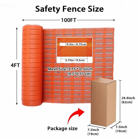 Orange Safety Fence, 4'x100' Snow Fence, Woven Temporary Mesh Fencing Barrier Roll for Construction Sites, Driveway Marking, Home Repairs, Yard Protection, and Nighttime Visibility in Kuwait