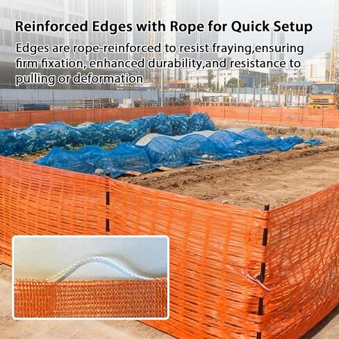 Orange Safety Fence, 4'x100' Snow Fence, Woven Temporary Mesh Fencing Barrier Roll for Construction Sites, Driveway Marking, Home Repairs, Yard Protection, and Nighttime Visibility in Kuwait