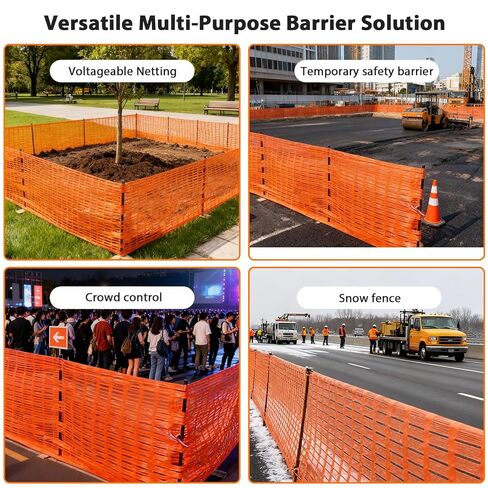 Orange Safety Fence, 4'x100' Snow Fence, Woven Temporary Mesh Fencing Barrier Roll for Construction Sites, Driveway Marking, Home Repairs, Yard Protection, and Nighttime Visibility in Kuwait