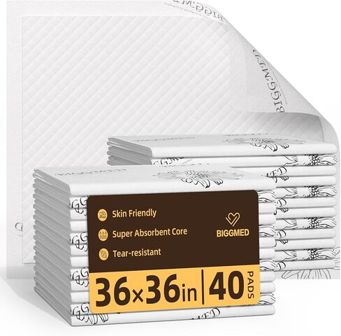 وسادات داخلية شديدة التحمل لسلس البول مقاس 91.44 سم × 91.44 سم، عدد 40، وسادات سرير فائقة الامتصاص للاستعمال مرة واحدة، 130 جرام، وسادات مقاومة للتمزق للبالغين والأطفال وكبار السن والرعاية المنزلية in Kuwait