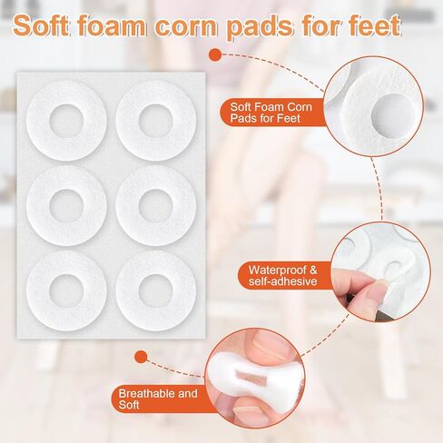 84 Pcs White Callus Cushions for Feet, Self Adhesive Felt Corn Pads, Donut Callus Remover Patches for Foot Toes Blister, Prevent Friction & Pressure in Saudi Arabia