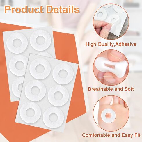 84 Pcs White Callus Cushions for Feet, Self Adhesive Felt Corn Pads, Donut Callus Remover Patches for Foot Toes Blister, Prevent Friction & Pressure in Saudi Arabia