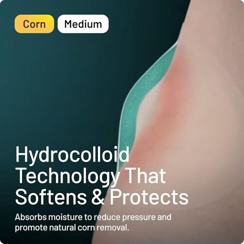 لاصقات كومبيد كورن متوسطة الحجم، 10 لاصقات غروانية مائية، العناية بالقدم، إزالة طبيعية سريعة للذرة، الأبعاد: 1.7 سم × 6.0 سم in Kuwait