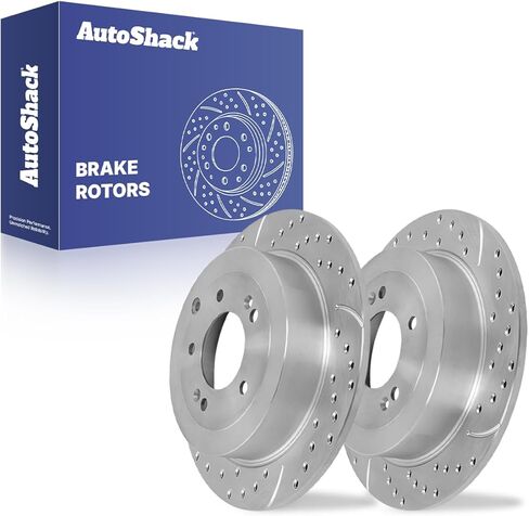Autoshack الخلفي حفر ودوارات الفرامل المشقوق | استبدال لعام 2016-2021 Hyundai Tucson 2017-2022 KIA Sportage 1.6L 2.0L 2.4L AWD FWD | المطاطية الإلكترونية | 2-PC مجموعة | Shadowguard in Kuwait
