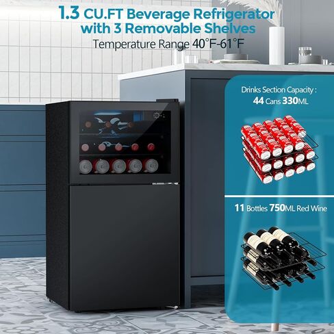 Beverage Refrigerator with Freezer, 2.6 Cu.Ft Compact Refrigerator, Reversible Door, Adjustable Thermostat, Mini Fridge for Bedroom, Office in Kuwait