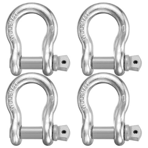 Pelopy 4 Pack 1 Inch Shackles D Ring Heavy Duty Bow Shackle with 1-1/8'' Screw Pin, 8.5 Tons / 18739 Lbs Working Load Limit for Towing Rigging Lifting Moving Winch Recovery in Saudi Arabia