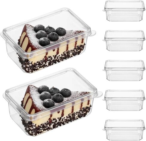 Dessert Containers Cake Boxes with Lids: 20 Pack Clear Plastic Small Square Tiramisu Cake Boxes for Individual Tiramisu Mousse Food Disposable Fruit Packaging Cup for Baking Party Favor in Saudi Arabia