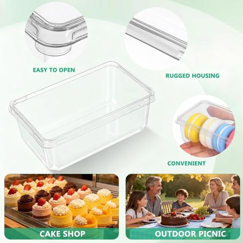 Dessert Containers Cake Boxes with Lids: 20 Pack Clear Plastic Small Square Tiramisu Cake Boxes for Individual Tiramisu Mousse Food Disposable Fruit Packaging Cup for Baking Party Favor in Saudi Arabia