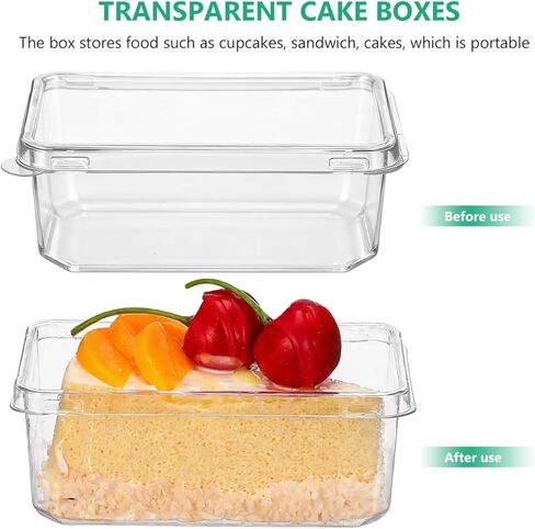 Dessert Containers Cake Boxes with Lids: 20 Pack Clear Plastic Small Square Tiramisu Cake Boxes for Individual Tiramisu Mousse Food Disposable Fruit Packaging Cup for Baking Party Favor in Saudi Arabia