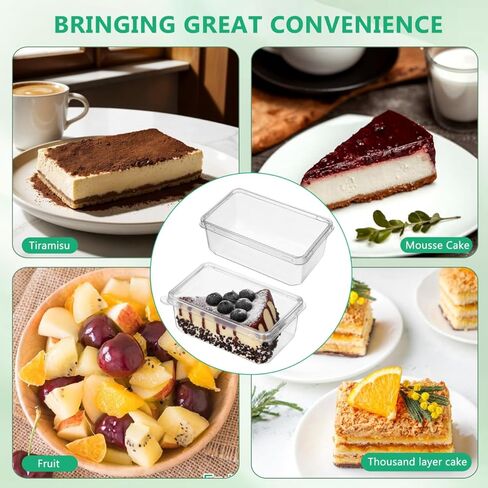 Dessert Containers Cake Boxes with Lids: 20 Pack Clear Plastic Small Square Tiramisu Cake Boxes for Individual Tiramisu Mousse Food Disposable Fruit Packaging Cup for Baking Party Favor in Saudi Arabia