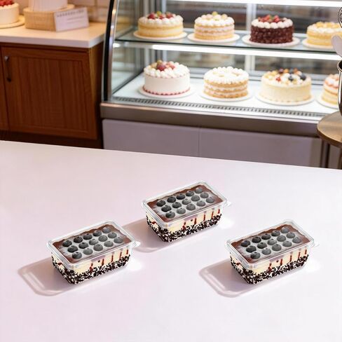 Dessert Containers Cake Boxes with Lids: 20 Pack Clear Plastic Small Square Tiramisu Cake Boxes for Individual Tiramisu Mousse Food Disposable Fruit Packaging Cup for Baking Party Favor in Saudi Arabia